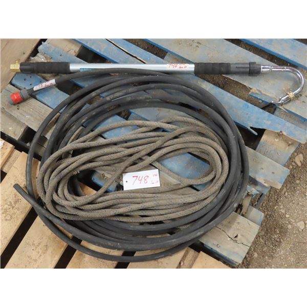 Water hose  (~30-40ft) + Telescopic cleaning wand + rope (~ 30-40ft)