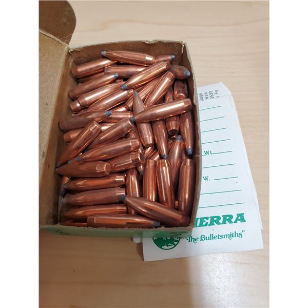 Lot of Sierra 25 cal. 117 grain spitzer boat tail bullets