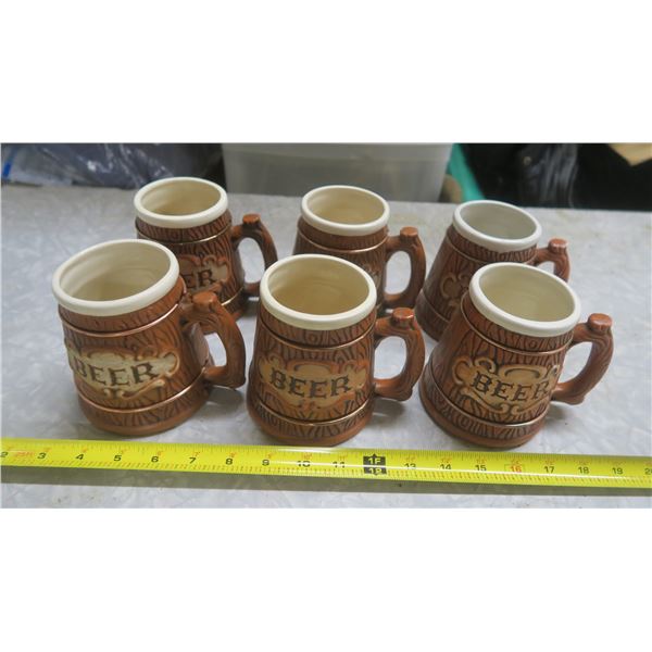 6 ceramic beer mugs