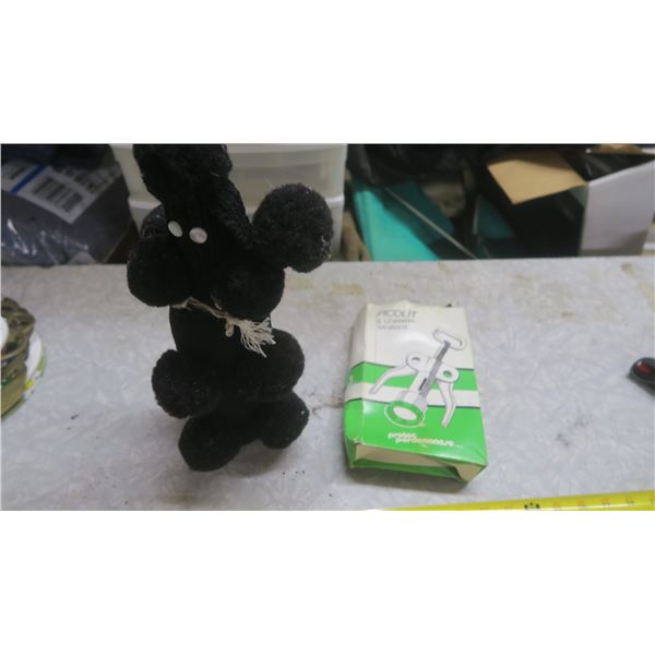 wine cozy ands corkscrew