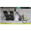 Image 1 : 2 panasonic phones, stop watch, plug extender and misc cables