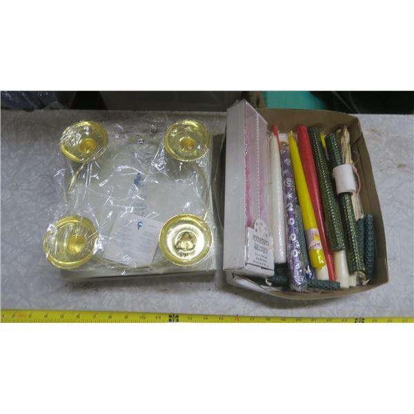 candle holder and assorted candles