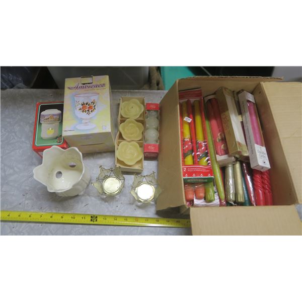 candle holders and assorted candles