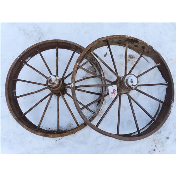 3 Antque steel wheels 30" diameter