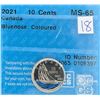 Image 1 : 1921-2021 100th Anniversary of The Blue Nose 1st ever colored dime graded MS-65