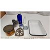Image 1 : Vintage Items - Hospital tray, bottle, miners lamp, tabacco tin, etc.