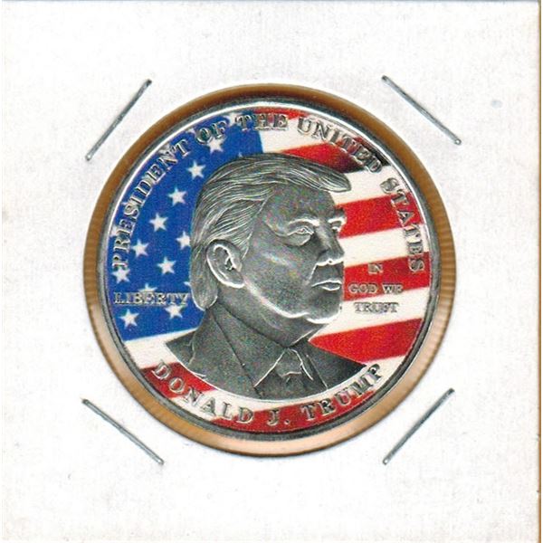 DONALD J. TRUMP PRESIDENTIAL MEDALLION COLOURIZED (Silver Colour)