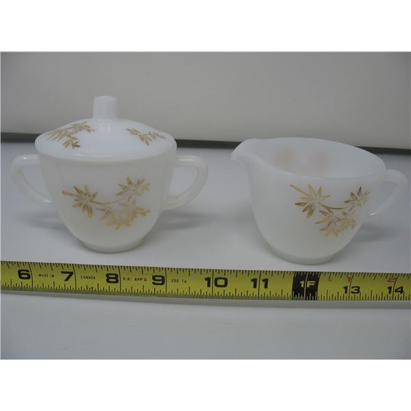 FEDERAL GLASS COMPANY CREAM & SUGAR BOWL with LID