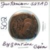 Image 1 : Rare Justinian 527 A.D. star cross Byzantine coin