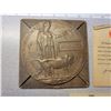 Image 2 : WWI War Memorial Plaque - Dead Man's Penny 'Arthur Grant'