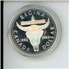 Image 2 : 1982 Regina Centennial Silver Dollar.  Popular bison skull. Proof with Ultra Heavy Cameo. Housed in 