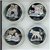 Image 2 : 1996 Little Wild Ones 4-coin Set. Includes bear cubs, cougar kittens, baby moose & ducklings. Sterli