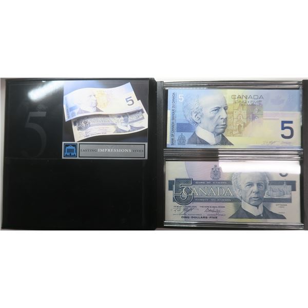 Lasting Impressions. Bank of Canada Limited Edition Collector’s Set of 2 $5 notes. 1986 $5 Knight-Do