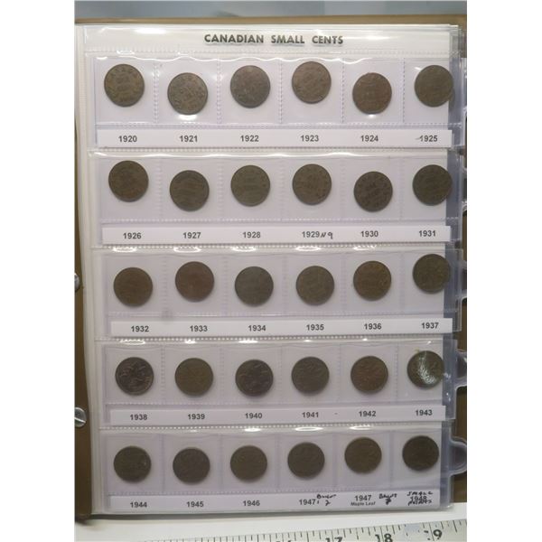 Complete Set of Canadian Small Cents 1920 – 2012. Includes Key Dates 1922, 1923, 1924, 1925 & 1926. 