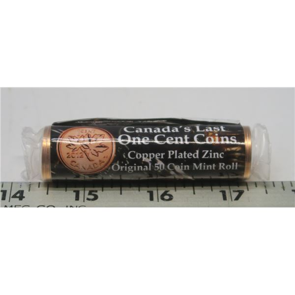 Canada’s Last One Cent Coins. Original Roll of 50 copper plated zinc cents in special Royal Canadian