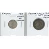 Image 2 : Lot of 2 French World War I Silver Coins. Includes 1918 Silver 50 Centimes & 1918 Silver Franc. Coin