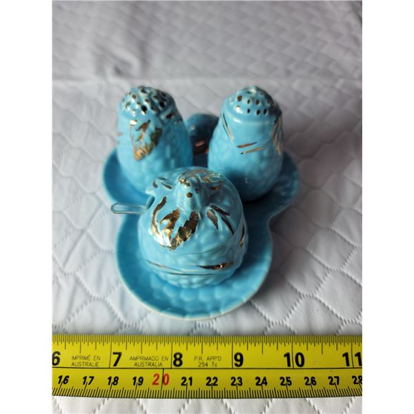 WADE Golden Turquoise England  salt, pepper and mustard set