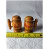 Image 3 : Wooden steins and tea pot head salt & pepper shakers