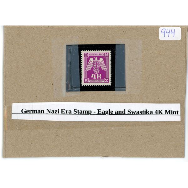 German Nazi era Stamp, Eagle and Swastika 4K - Mint