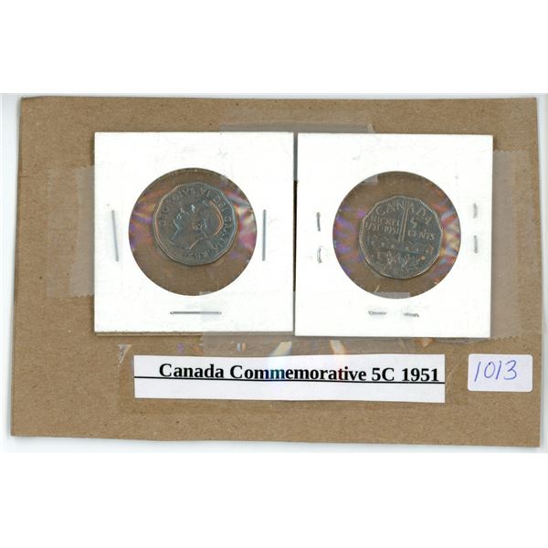 Canadian Commemorative, 1951 5 cent nickels