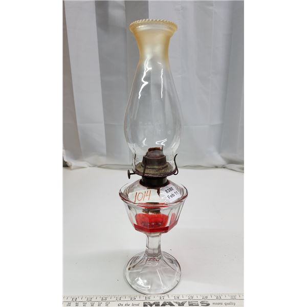 Clear glass oil lamp - 17 1/2" Tall with chimney