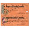 Image 1 : Set of 2, 1940s Imperial Bank of Canada cheques