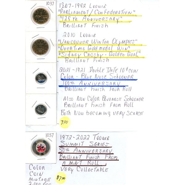 1867-1992 "Parliament Confederation" Loonie and "Vancouver Winter Olympics" Loonie & 2022 Summit Hoc