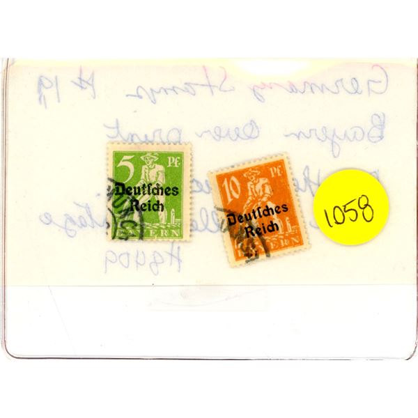 2 German stamps Bayen overprint tausend