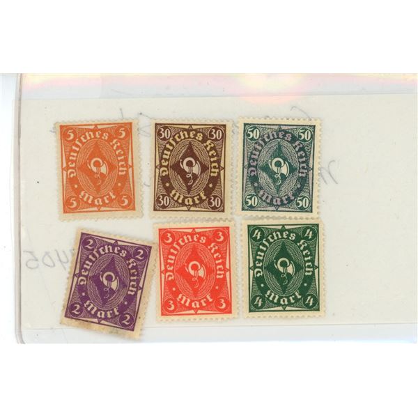 6 German stamps 2, 3, 4, 5, 30, 50