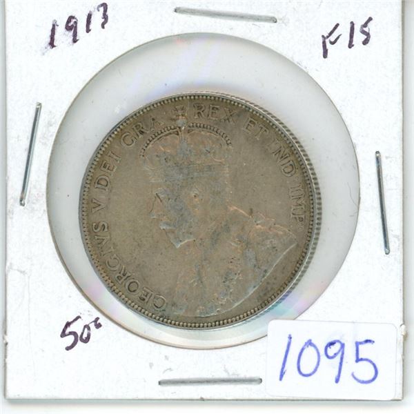 1913 Canadian 50 cent coin - F15