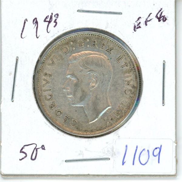 1943 Canadian 50 cent coin - EF40
