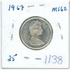 Image 1 : 1967 Canadian 25 cent coin - MS62