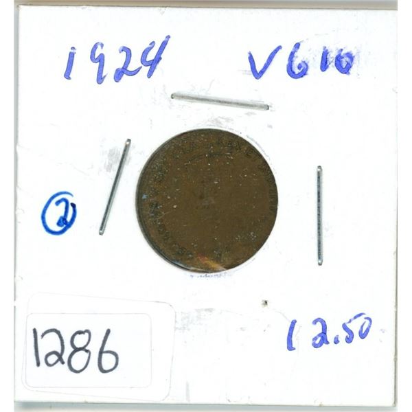 1924 Canada 1¢ one cent VG-10