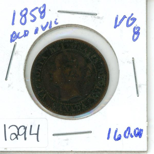 1858 Canada large penny