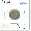 Image 1 : 1910 Canadian Small 5 Cent Coin - 92.5% Silver, 7.5% Copper