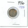 Image 1 : 1916 Canadian Small 5 Cent Coin - 92.5% Silver, 7.5% Copper