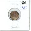 Image 1 : 1918 Canadian Small 5 Cent Coin - 92.5% Silver, 7.5% Copper
