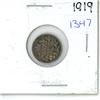 Image 1 : 1919 Canadian Small 5 Cent Coin - 92.5% Silver, 7.5% Copper