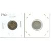 Image 1 : 1913 and 1936 Canadian 10 Cent Coins - 1913 is 92.5% Silver, 7.5% Copper, 1936 is 80% Silver, 20% Co
