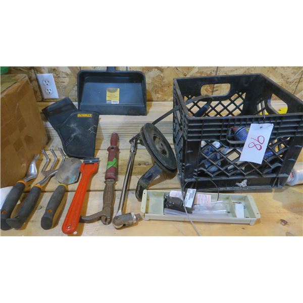 Assorted Tools - Nail Puller, Led Lights, Screwdrivers, Pliers, Etc.