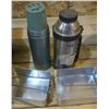Image 2 : Water jug, 2 thermos' and metal containers