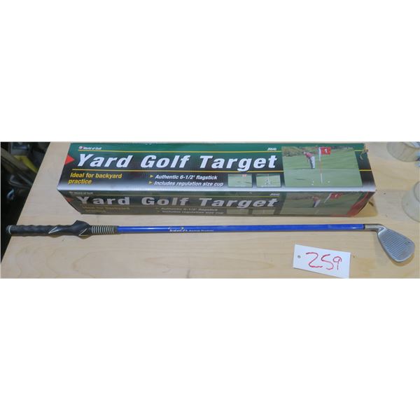 yard golf target and golf club