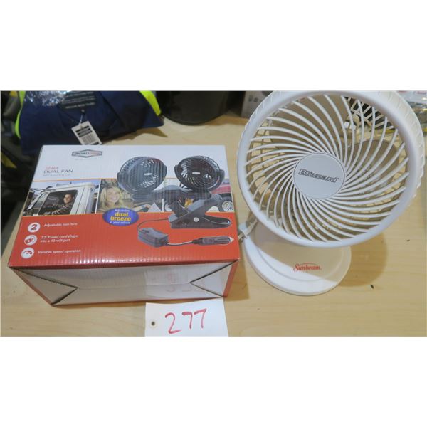 dual 12v fan with clip and sunbeam desk fan