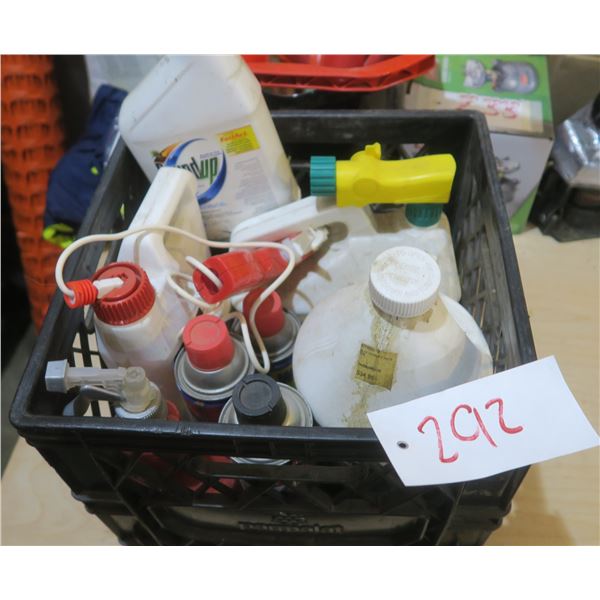 assorted fluids - round up, insecticide, wd-40, etc.