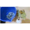 Image 1 : bucket with ratchet strap, shackles, hitch pins
