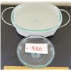 Image 1 : Lot of Lidded Casserole Dish with Handles and Small Glass Lid