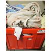 Image 1 : Clevermade collapsible Crate with assorted kitchen towels/linens, etc.