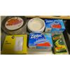 Image 1 : Lot of paper plates & bowls/plastic utensils/Ziploc bags/scrubber sponges
