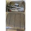Image 1 : Lot of assorted baking pans and cooking racks + kitchen utensils a thermometers)