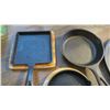 Image 3 : 4 cast iron pans (5", 5", 6", 10" diameters) + paper towel dispenser